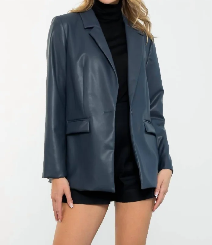 Imogen Leather Blazer * In Navy