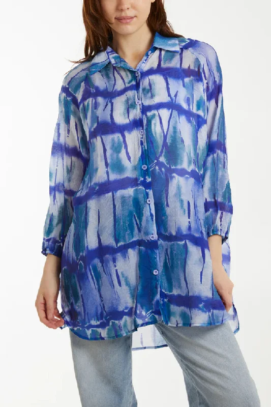 LIGHTWEIGHT GEOMETRIC TIE DYE SHIRT