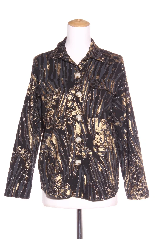 MADE IN ITALY (LN) Gold animal print stretch jacket! 14-16