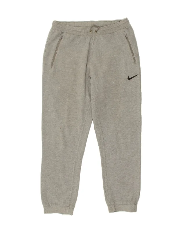 NIKE Womens Tracksuit Trousers Joggers UK 16 Large Grey Cotton