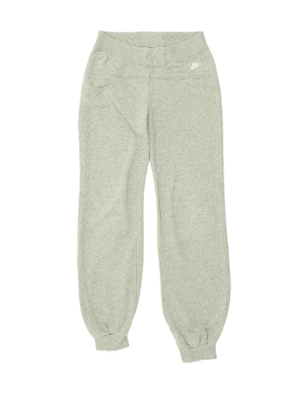 NIKE Womens Tracksuit Trousers Joggers UK 4/6 XS Grey Cotton