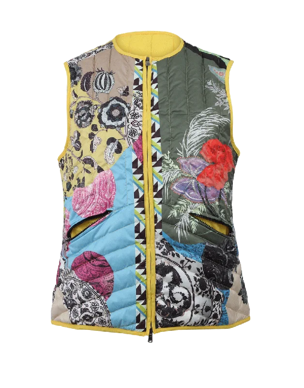 Parrot Print Puffer Vest