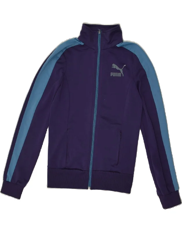 PUMA Womens Tracksuit Top Jacket UK 6 XS Navy Blue Polyester