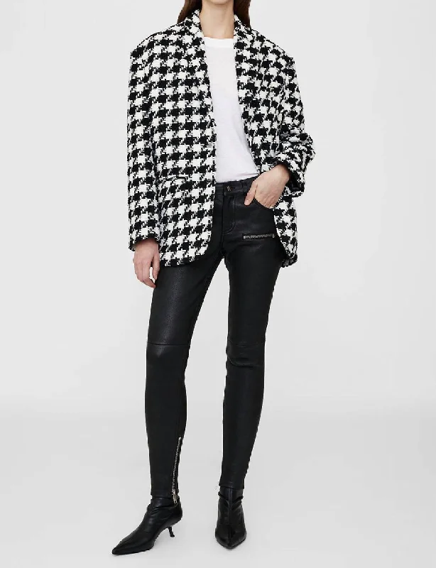 Quinn Houndstooth Blazer In Black And White