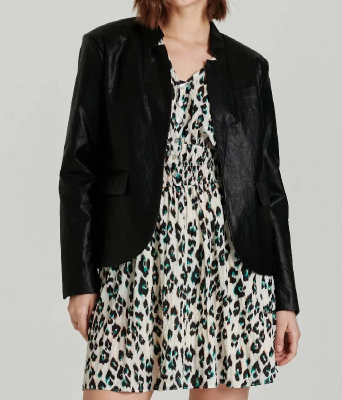 Trinity Faux Leather Blazer In Black