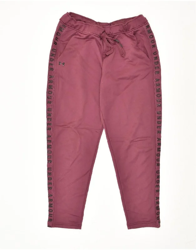 UNDER ARMOUR Womens Graphic Tracksuit Trousers UK 14 Large Burgundy