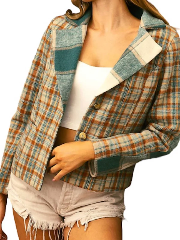 Vintage Plaid Jacket In Sage Multi