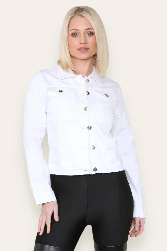 White Stretch cotton Denim Jacket