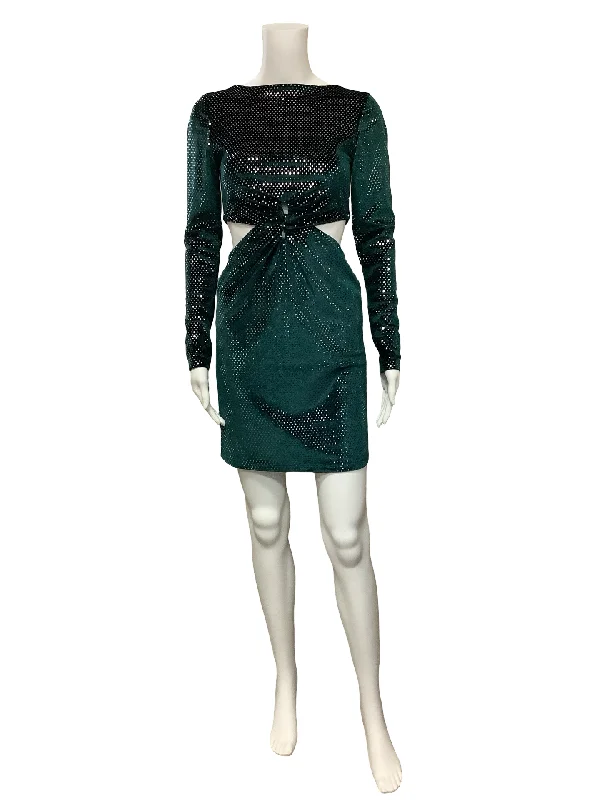 Asos Dress Green Velvet & Sequin Cut Out Size: 4