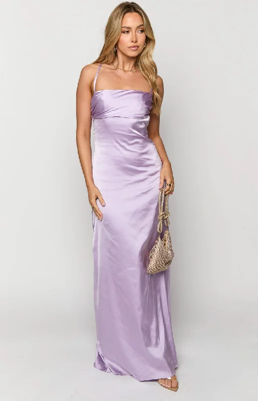 Blaise Lilac Satin Maxi Dress