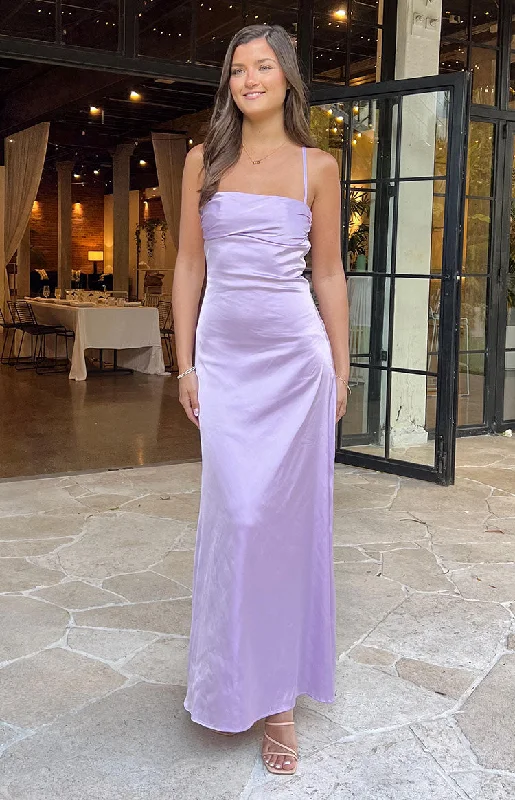 Blaise Lilac Satin Maxi Dress