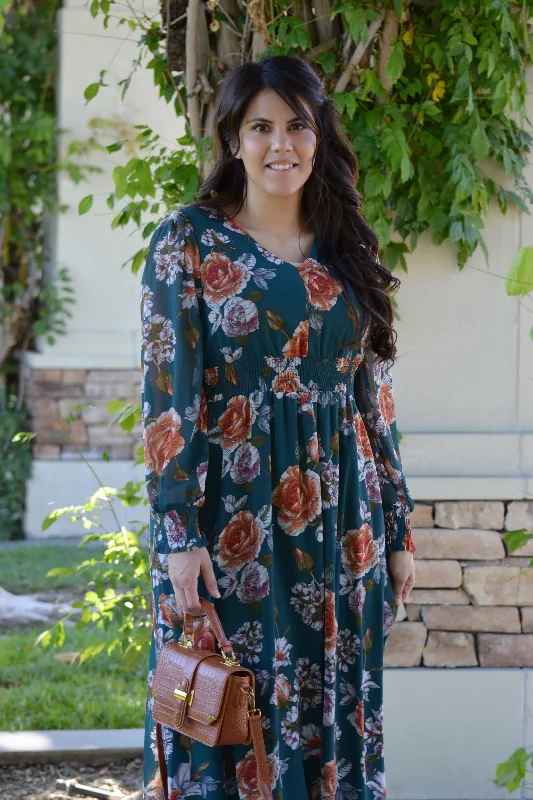 Cassia Green Floral Maxi Dress