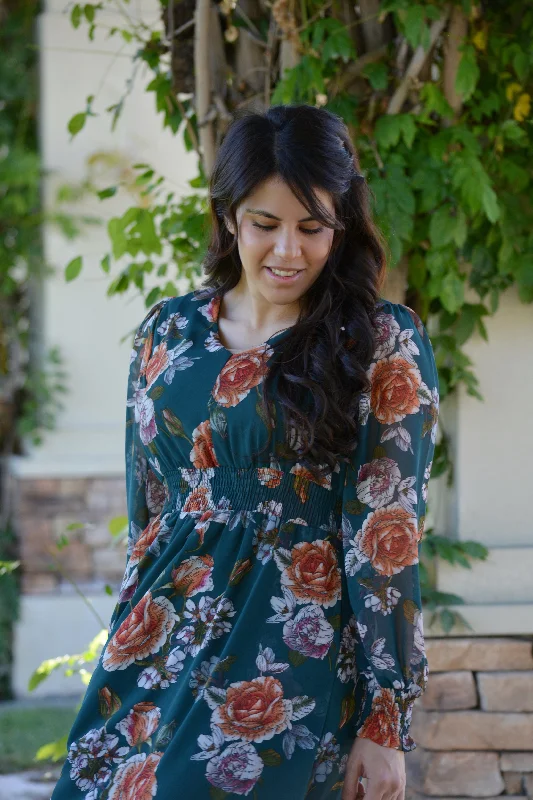 Cassia Green Floral Maxi Dress