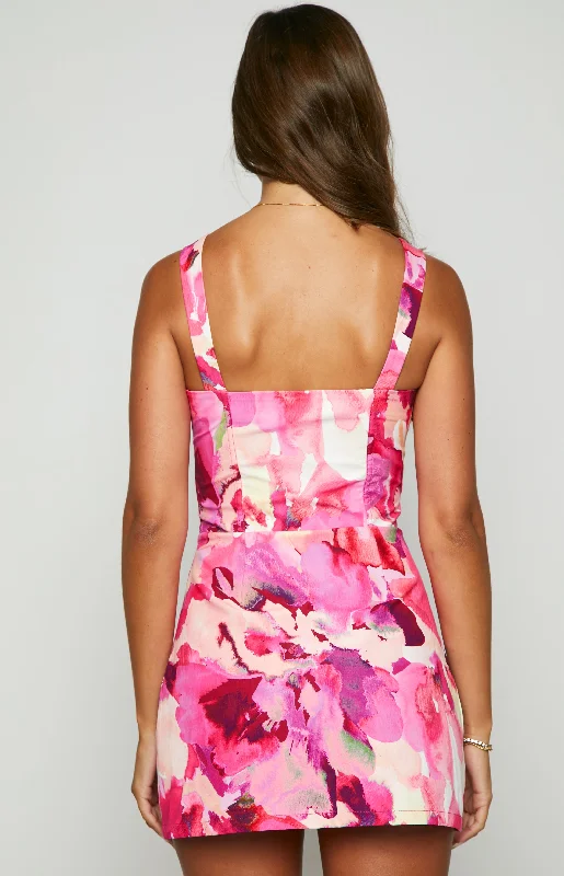 Chase Pink Floral Mini Dress