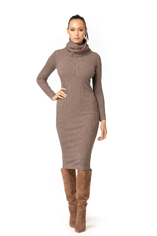 Cowl Turtleneck Dress