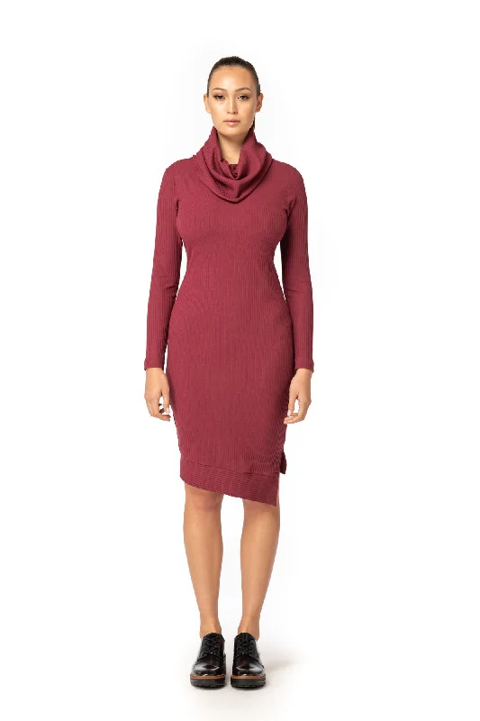 38 / Cranberry Rib with Asymmetrical Hemline