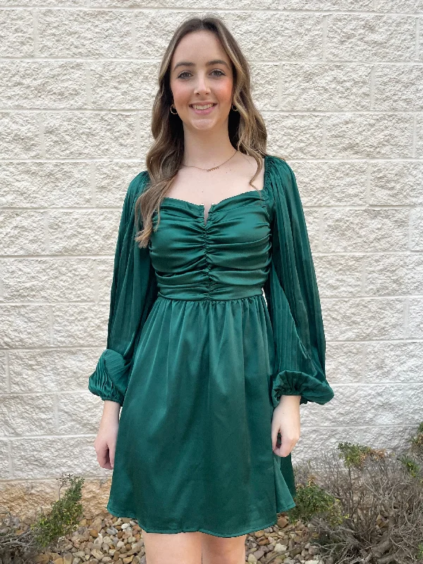 Deeper Love Green Satin Dress