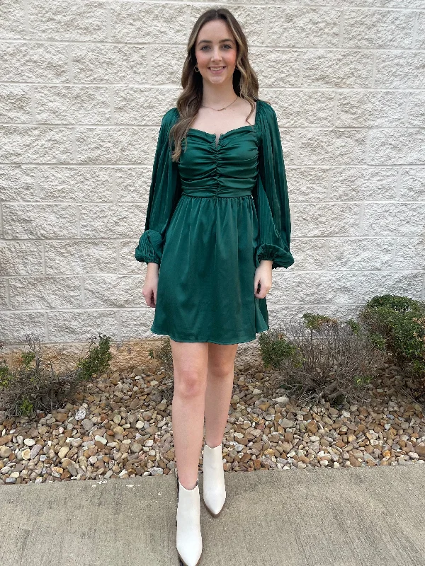 Deeper Love Green Satin Dress