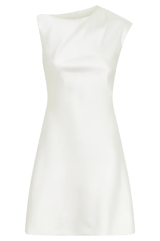 Granger Satin Structured Mini Dress - White