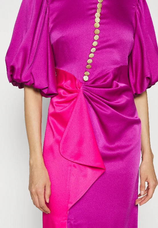 Junon Satin Dress in Fuchsia