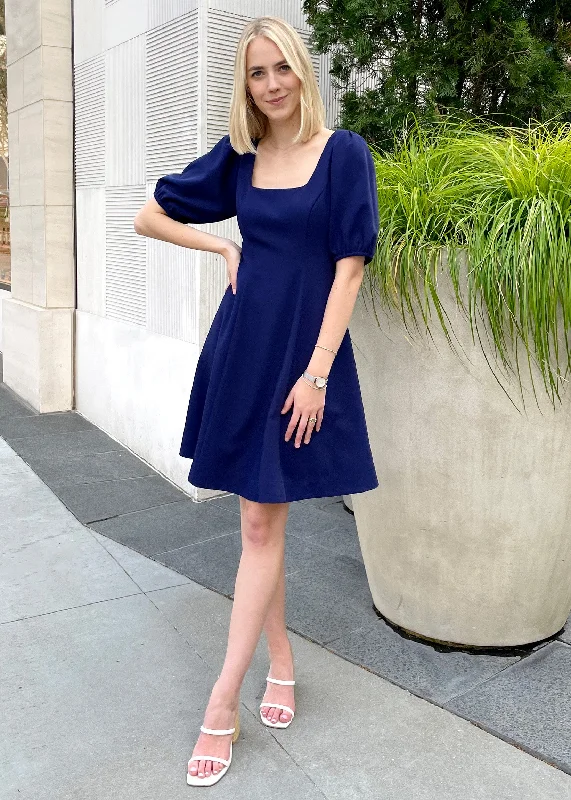 Margot Square Neck Dress Navy