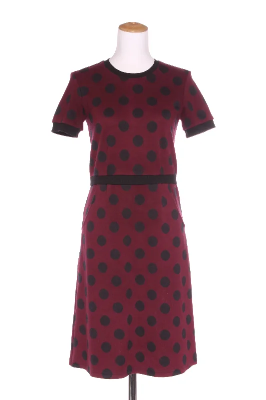 SYLVESTER (NZ) Maroon spot print sweater dress! 10