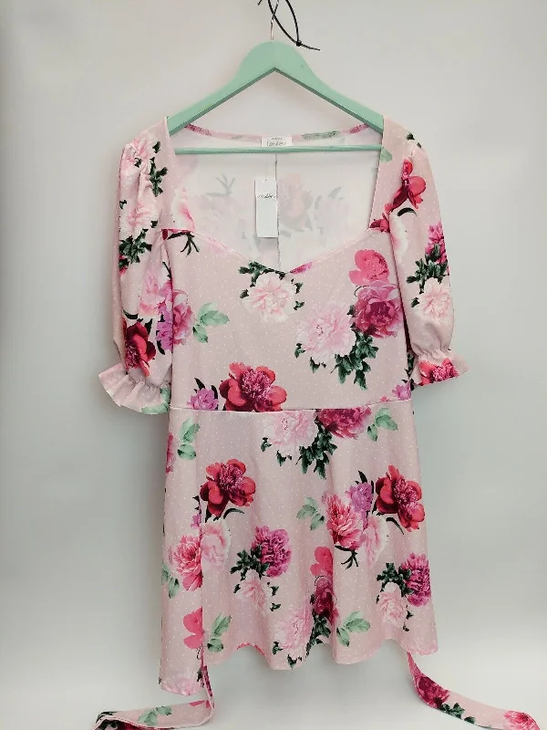 Yours Pink Floral Dress. UK Size 16 ****Ref V551