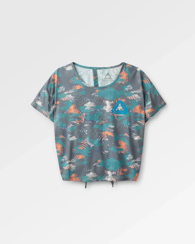 Chakra Tie Back Active Recycled T-Shirt - Palm Camo Deep Sea