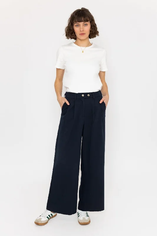 Wide Leg Palazzo Pant in Navy