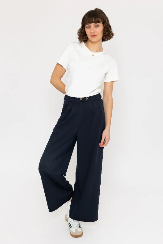 Wide Leg Palazzo Pant in Navy