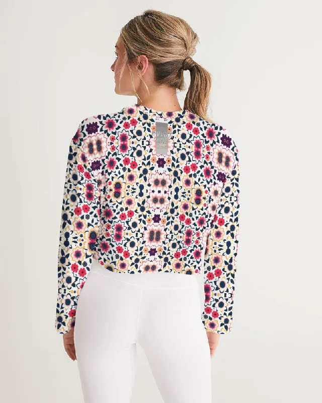 Abstract flower pattern Women's All-Over Print Cropped Sweatshirt