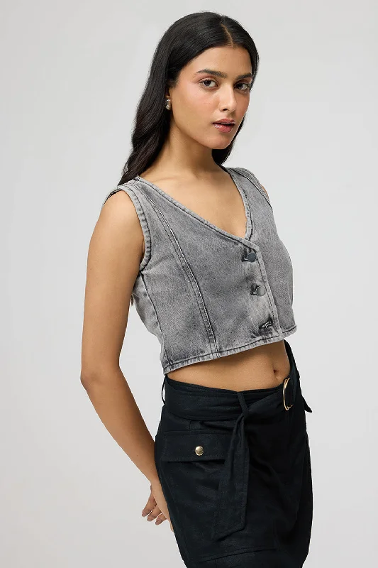 Ash Grey Denim Vest