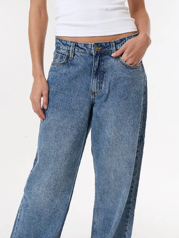 Billie Low Baggie Jean - Weathered Blue