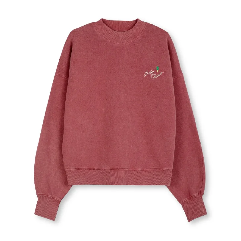 Bobo Choses Embroidery Mock Neck Sweatshirt Burgundy Red