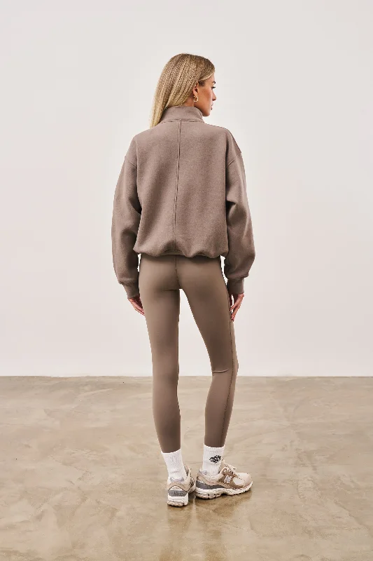 CTRE HALF ZIP SWEATSHIRT - COCOA