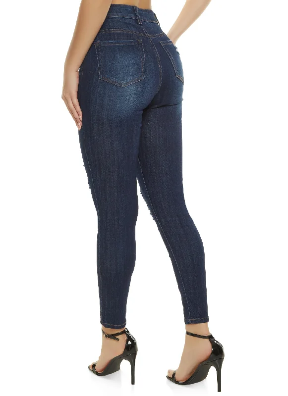 WAX Stretch Distressed High Waisted Jeans