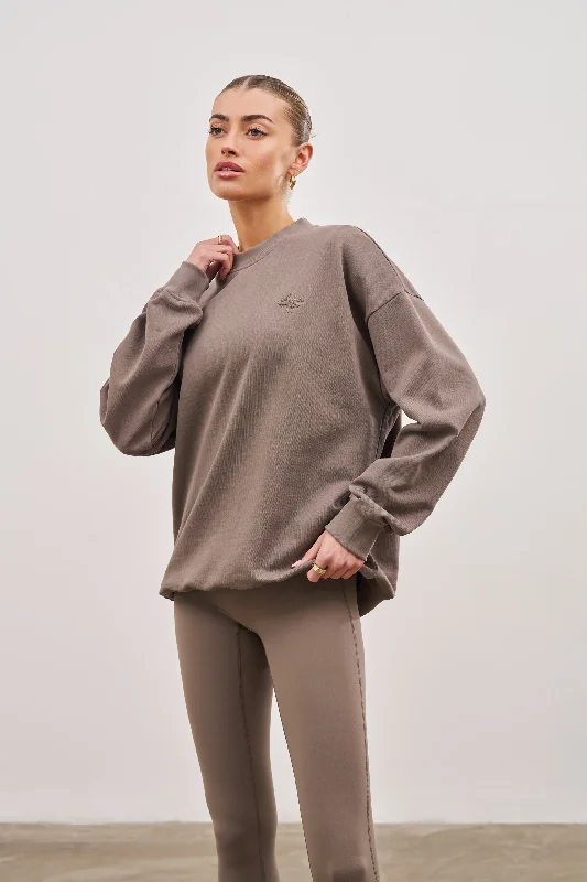 EMBLEM OVERSIZED SWEATSHIRT - COCOA