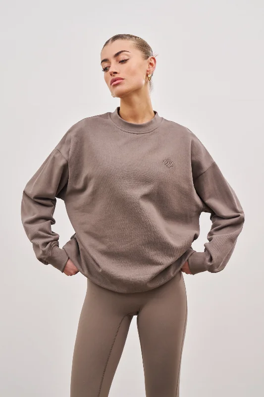 EMBLEM OVERSIZED SWEATSHIRT - COCOA