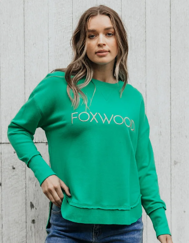 Foxwood Simplified Metallic Crew - Bright Green