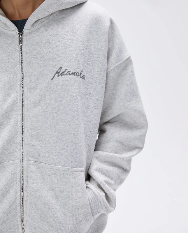 Freehand Oversized Full Zip Hoodie - Light Grey Melange