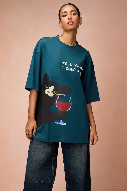 Women's Cat And Wine Together T-Shirt