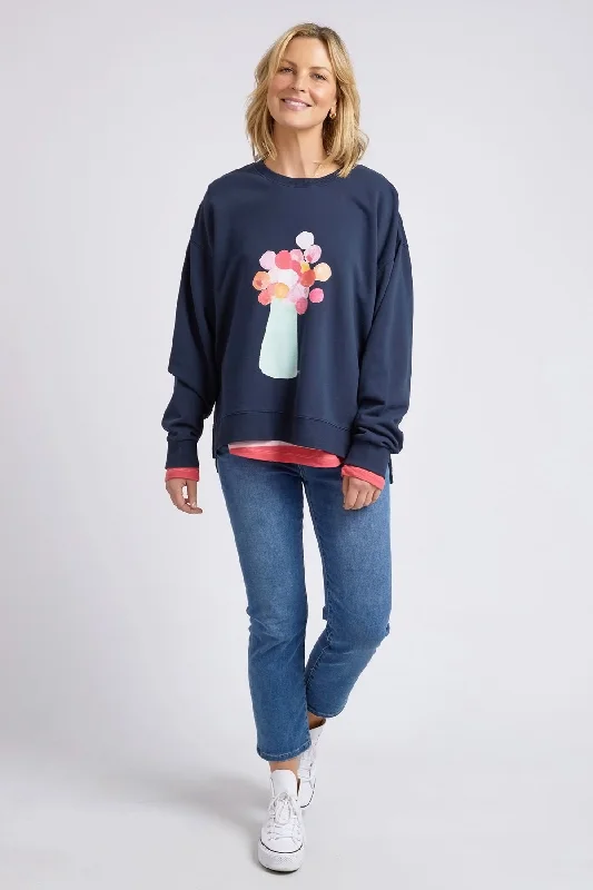 Elm Janey Floral Crew - Dark Sapphire