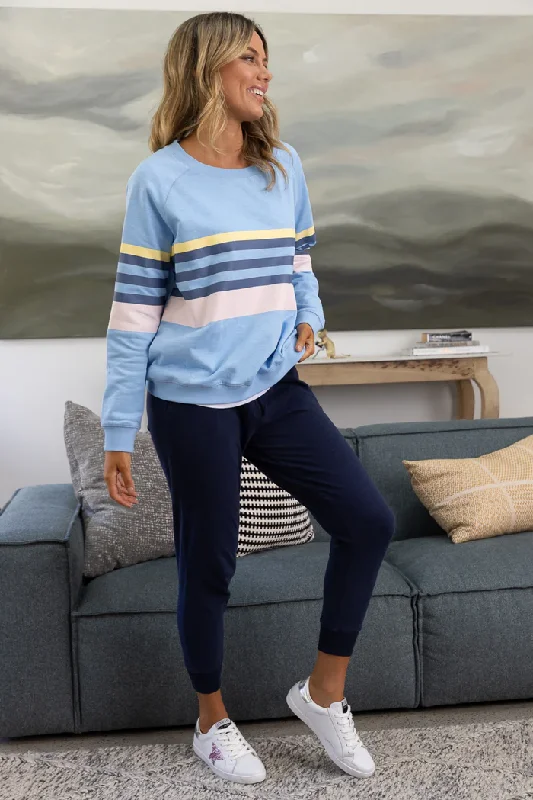 Jovie the Label Hamptons Sweater Blue w Stripes