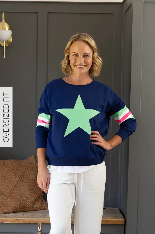 Jovie the Label Holiday Sweater - Navy/Green