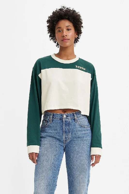 LEVI'S CROP FOOTBALL TEE LS GOTHIC VARSITY