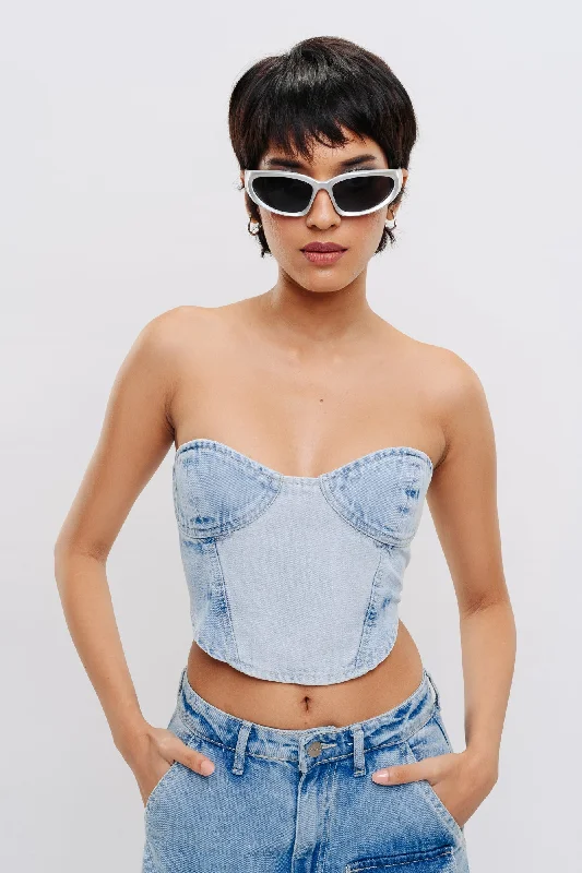 Light Blue Denim Bustier Top