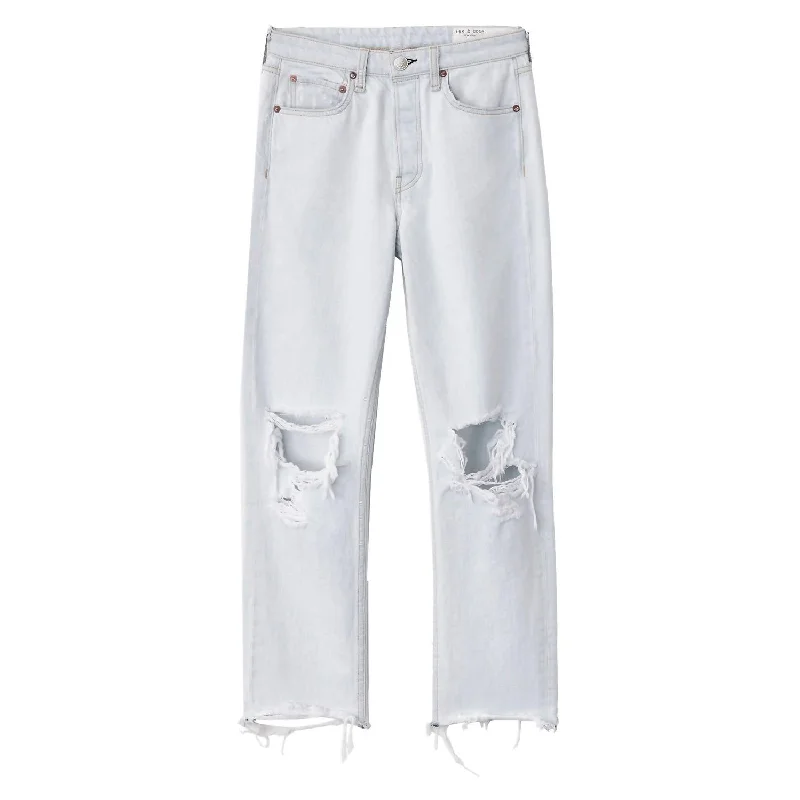 Maya High Rise Slim Ditch Plain Ripped Jeans in White