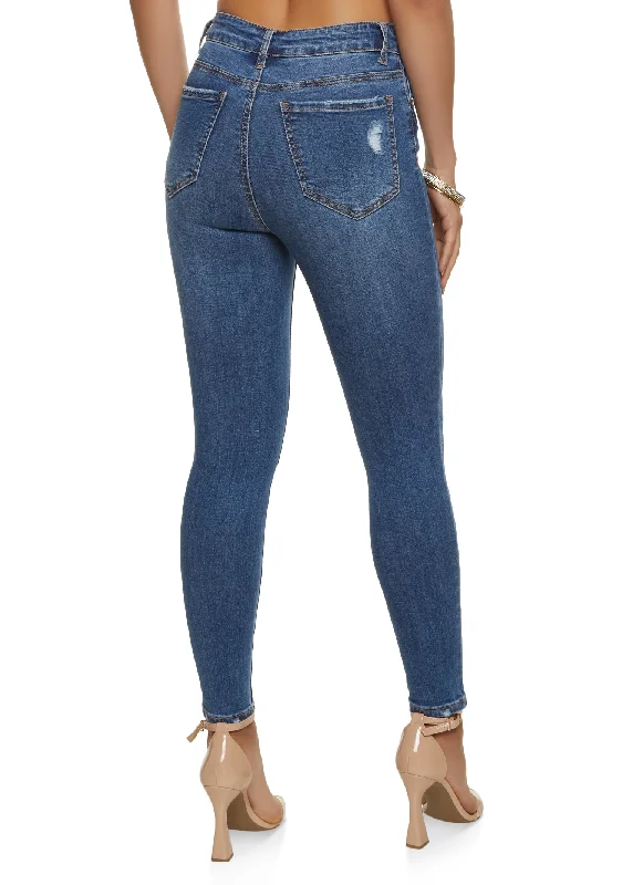 WAX Basic Distressed High Waist Skinny Jeans