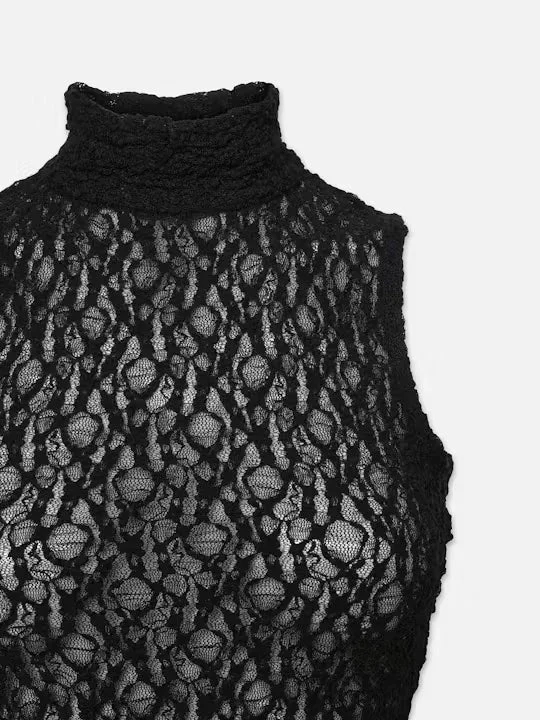 Mesh Mockneck Top (Black)