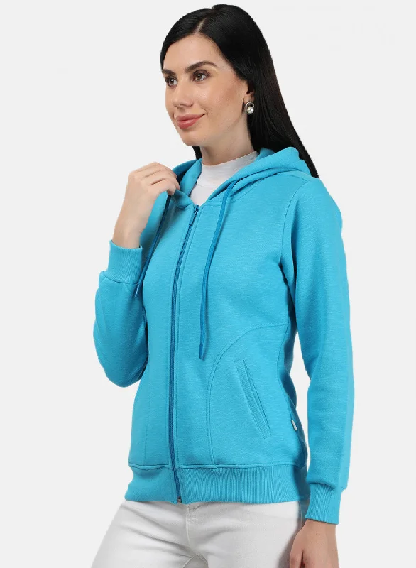 Women Blue Plain Sweatshirt